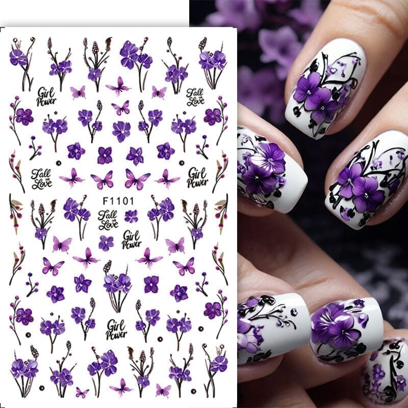 Multicolor Butterfly Flowers 3D Nail Stickers F1096 - Image 7