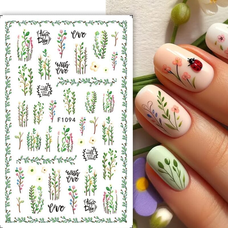 Multicolor Butterfly Flowers 3D Nail Stickers F1096 - Image 8