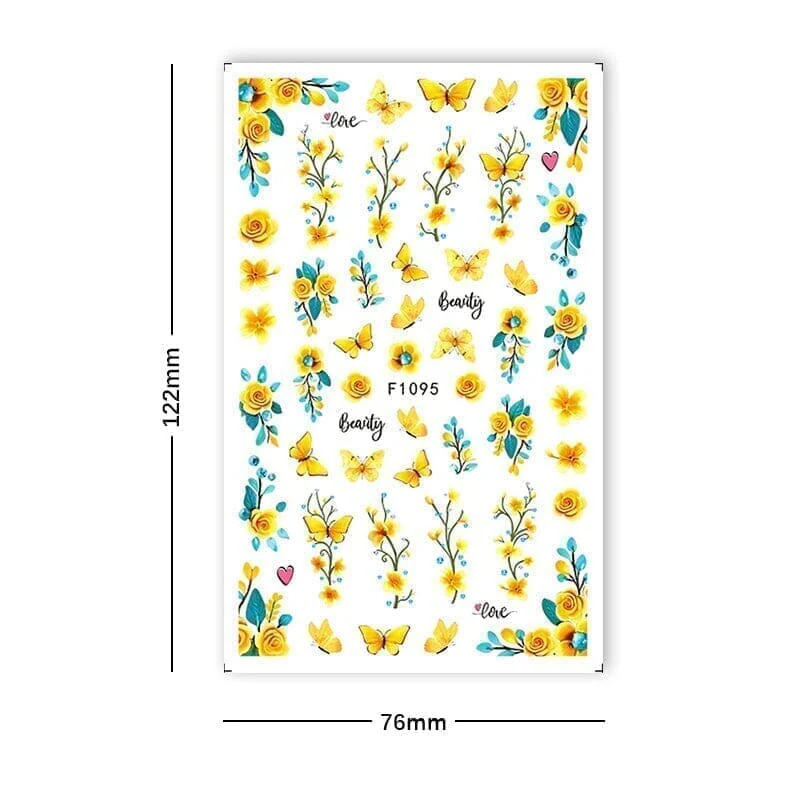 Multicolor Butterfly Flowers 3D Nail Stickers F1096 - Image 9