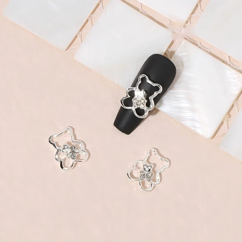 Rhinestones Metal 3D Nail Decoration #10 Little Bear