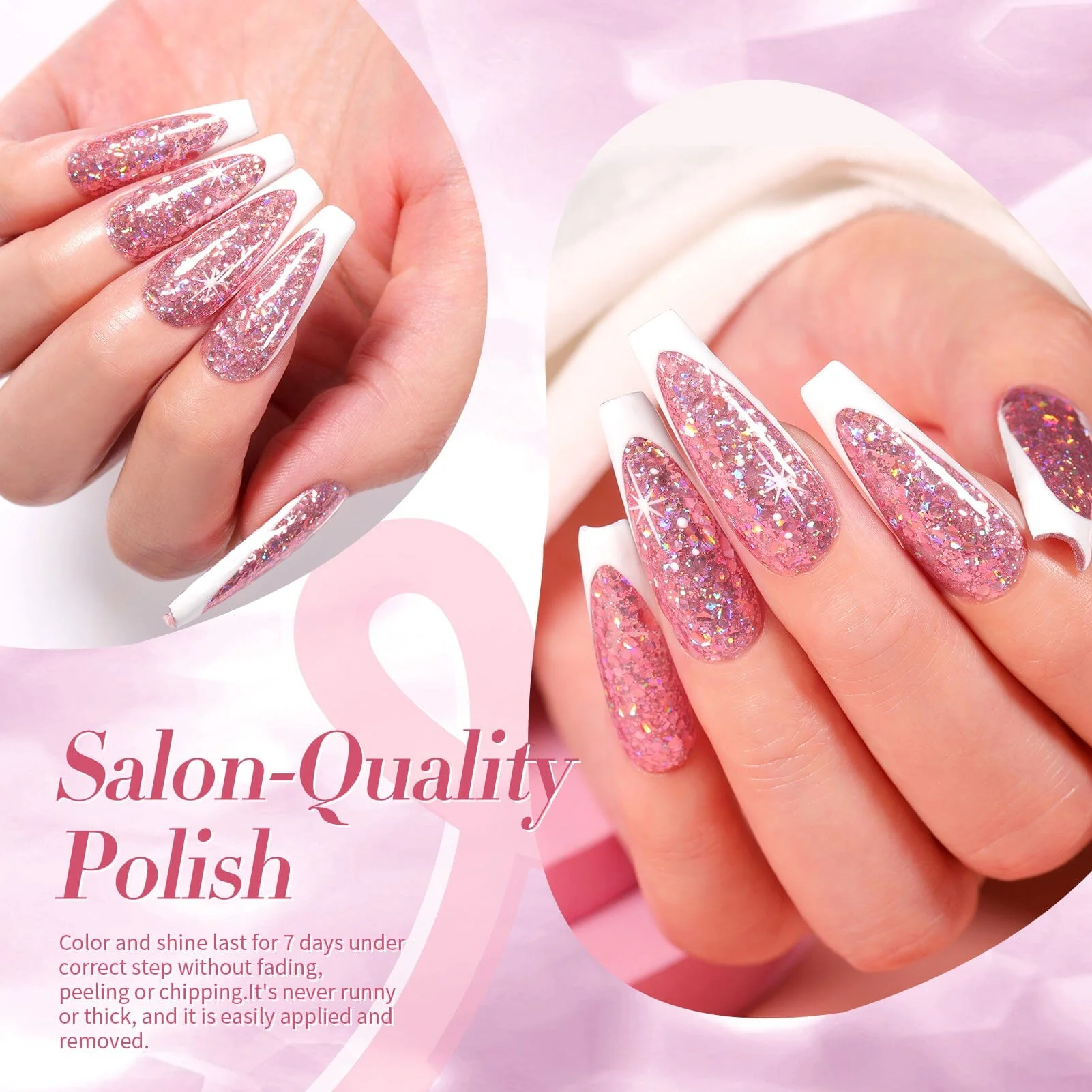 Rose Gold Iridescent Sequins Nail Polish 10ml - Image 3
