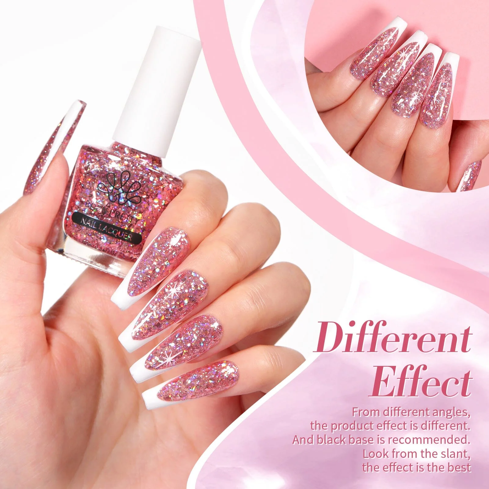 Rose Gold Iridescent Sequins Nail Polish 10ml - Image 4