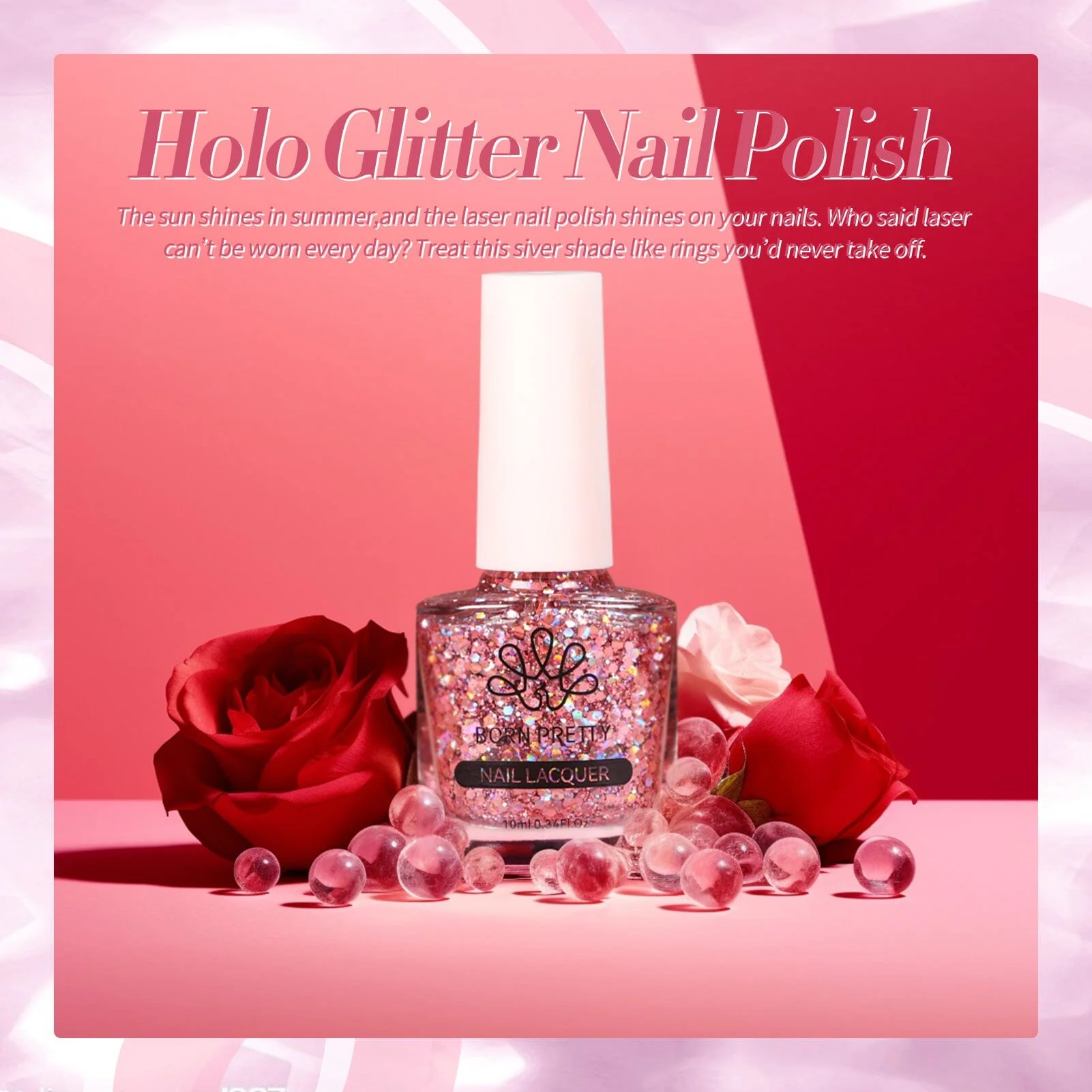 Rose Gold Iridescent Sequins Nail Polish 10ml - Image 6