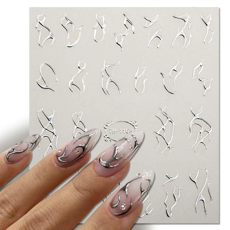 Silver 3D Nail Sticker TH-1108