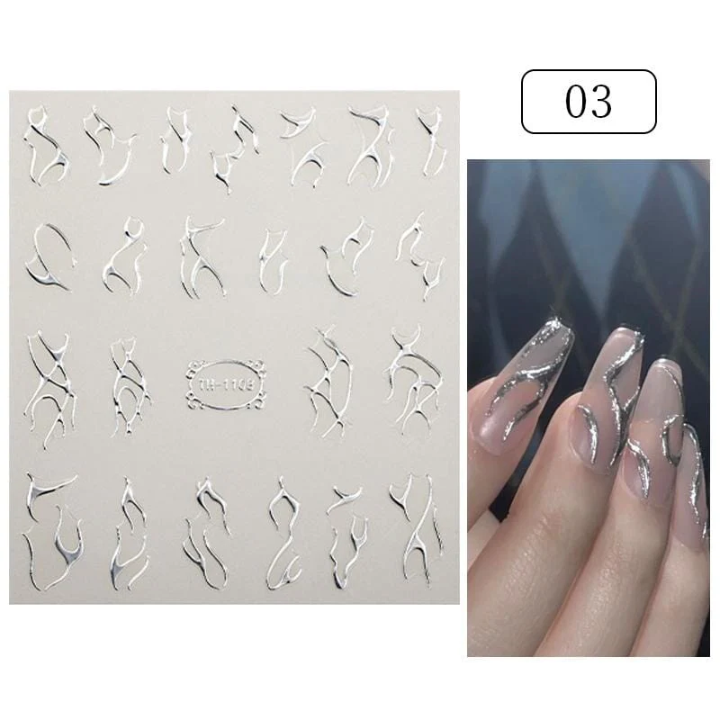Silver 3D Nail Sticker TH-1108 - Image 2