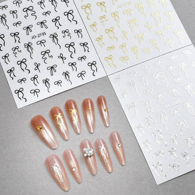 Gold Bowknot 3D Self Adhesive Nail Stickers - Image 11
