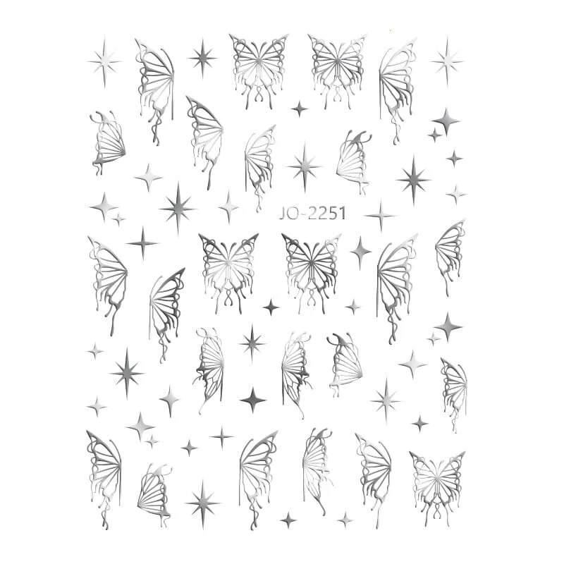 Silver Hollow Butterfly 3D Nail Stickers JO-2251 #06