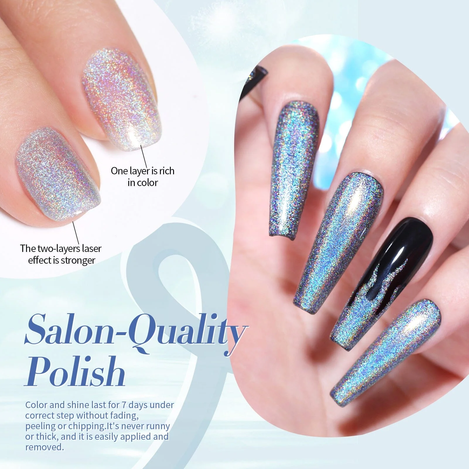 Silver Iridescent Nail Polish 10ml - Image 3