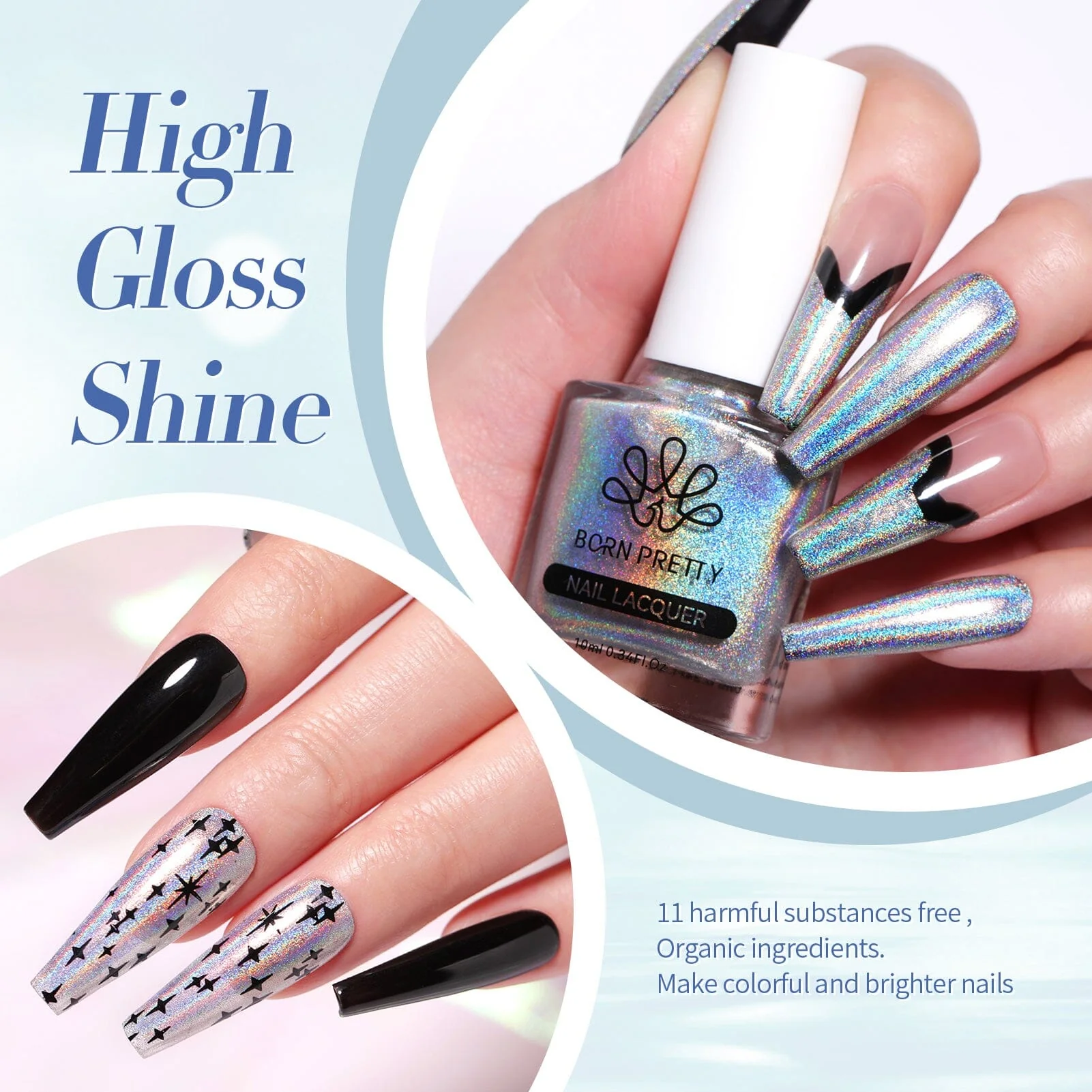 Silver Iridescent Nail Polish 10ml - Image 5