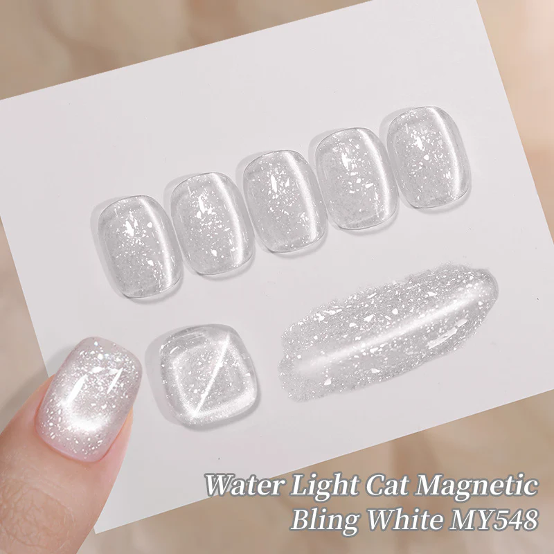 Snow Velvet Cat Magnetic Gel MY548 Bling White 10ml - Image 5