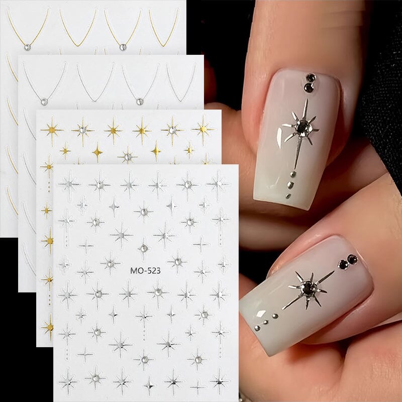 Gold Silver Starlight 3D Nail Sticker