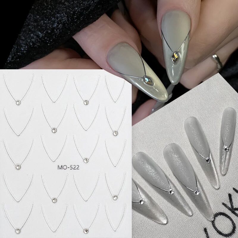 Gold Silver Starlight 3D Nail Sticker - Image 2