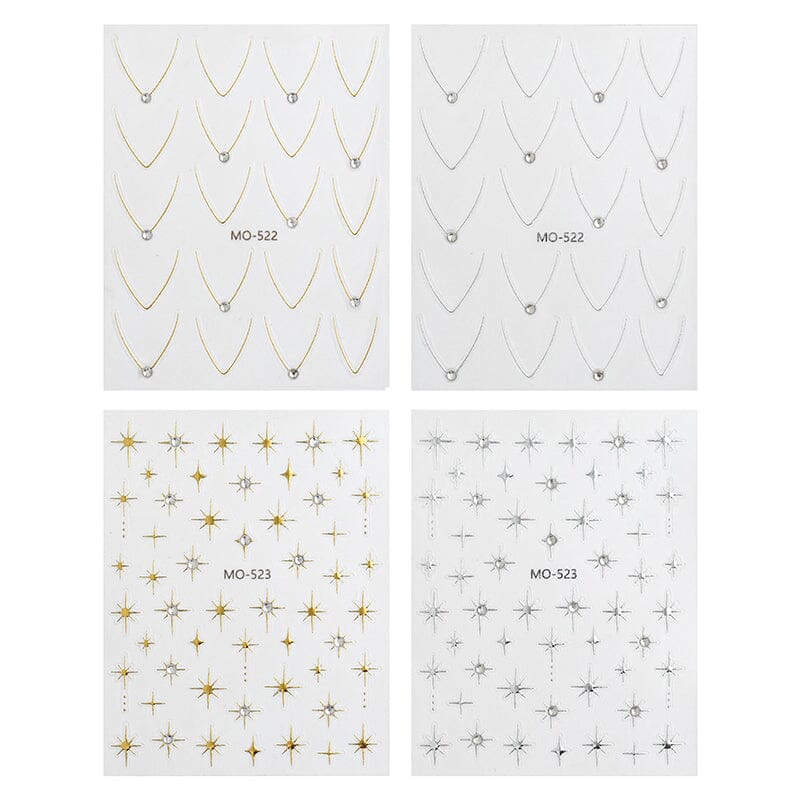 Gold Silver Starlight 3D Nail Sticker - Image 6