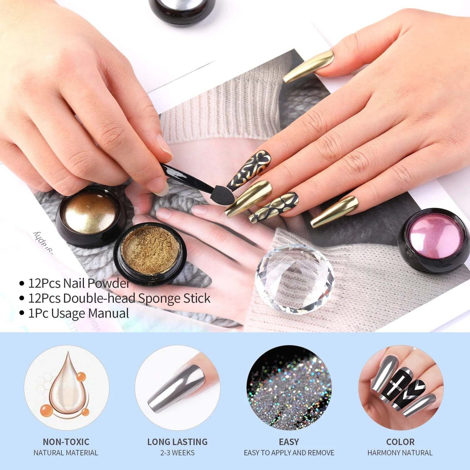 [US ONLY] 12 Colors Nail Chrome Powder Kit - Image 8