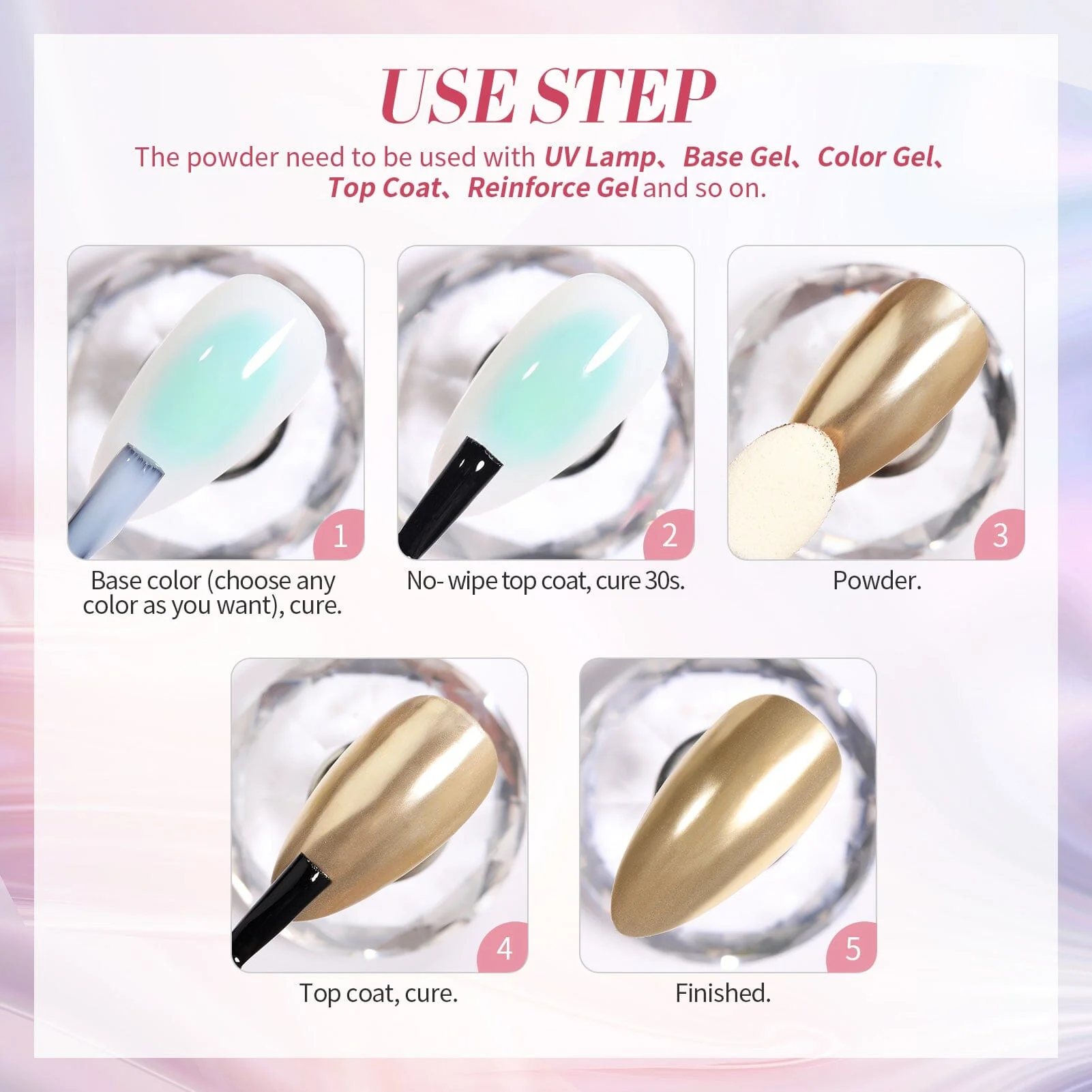 [US ONLY] 2 Boxes White Pink Pearl Nail Powder Set - Image 11