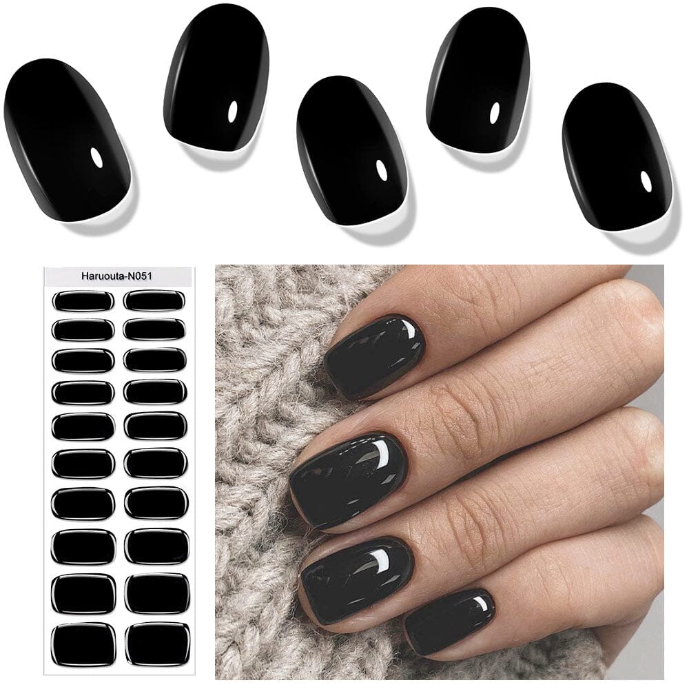 [US ONLY] 20 Tips Black Semi-Cured Gel Nail Strips N051 - Image 3