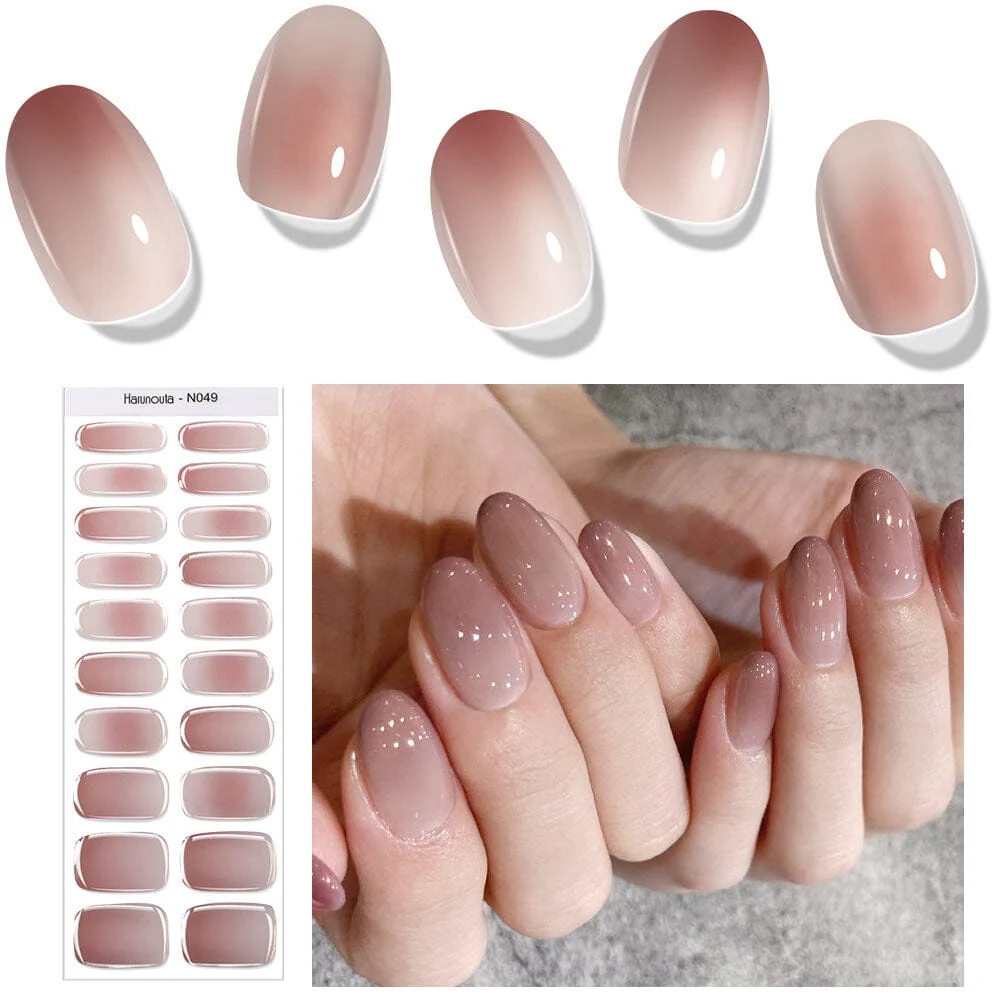 [US ONLY] 20 Tips Brown Semi-Cured Gel Nail Strips N049 - Image 3