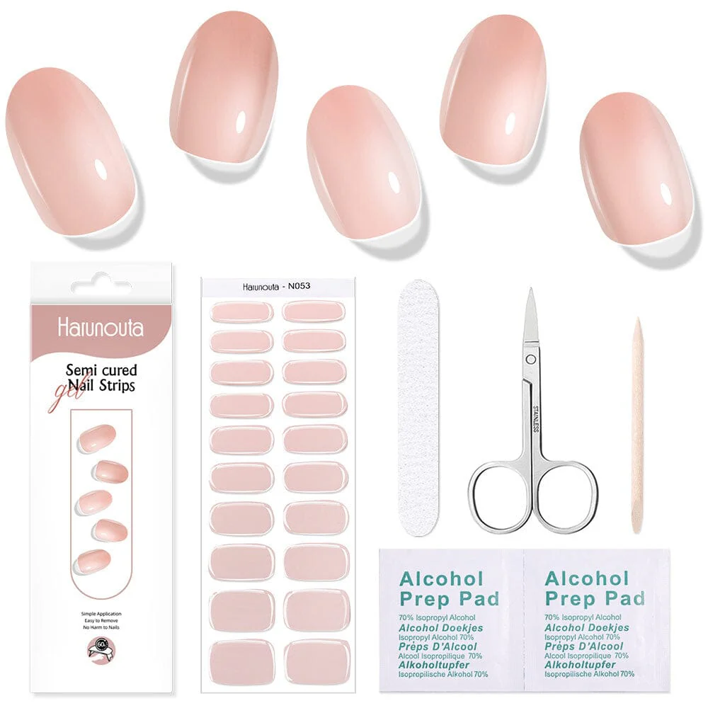 [US ONLY] 20 Tips Nude Semi-Cured Gel Nail Strips N053