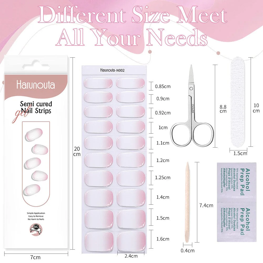 [US ONLY] 20 Tips Pink White Semi-Cured Gel Nail Strips N002 - Image 4