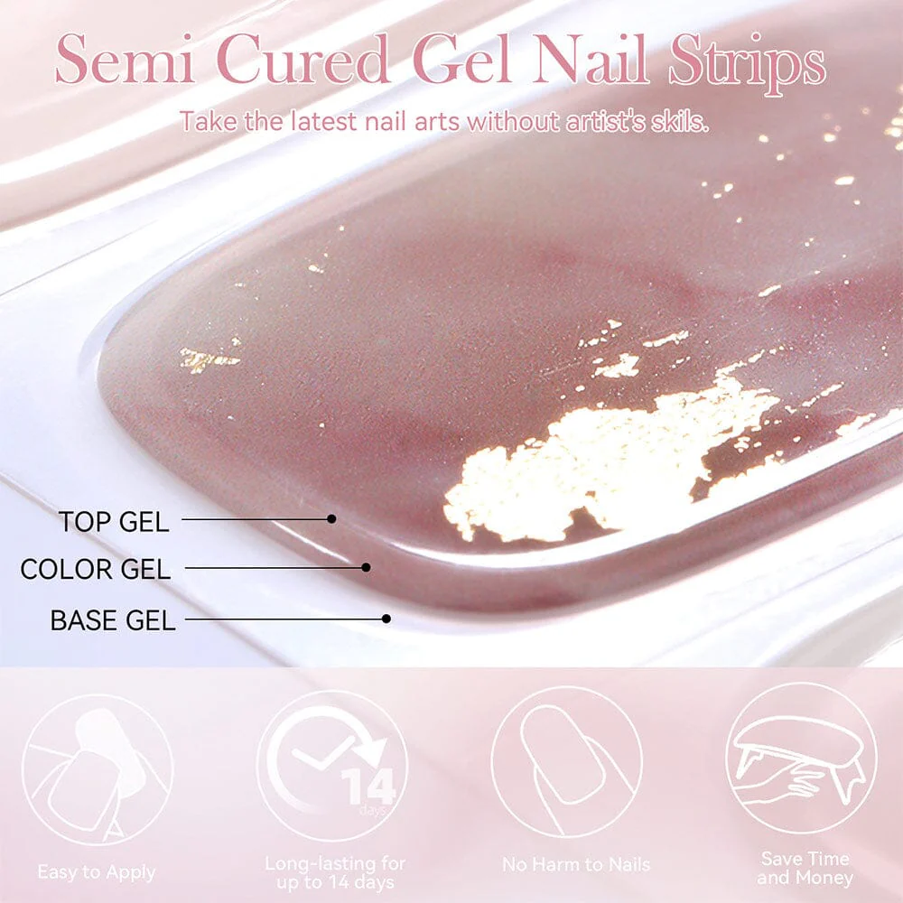 [US ONLY] 20 Tips White Pink Semi-Cured Gel Nail Strips N031 - Image 5