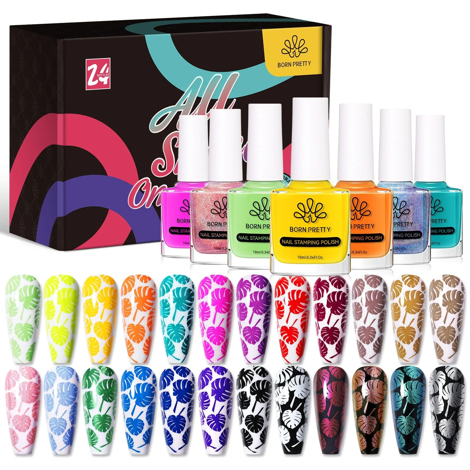 [US ONLY] 24 Colors Spring Summer Nail Stamping Polish Set #02 10ml