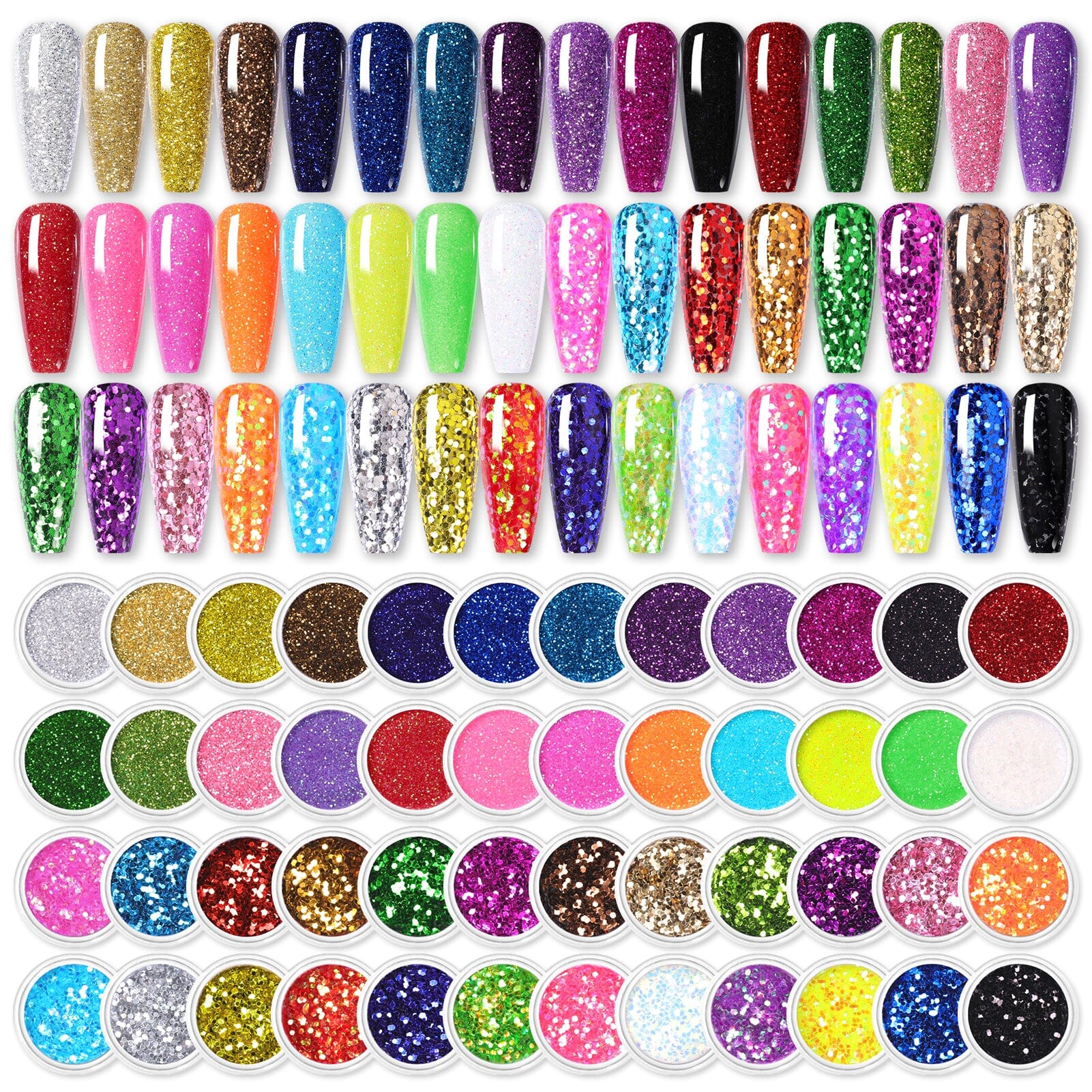 [US ONLY] 48 Colors Glitter Nail Powder Sequins Set