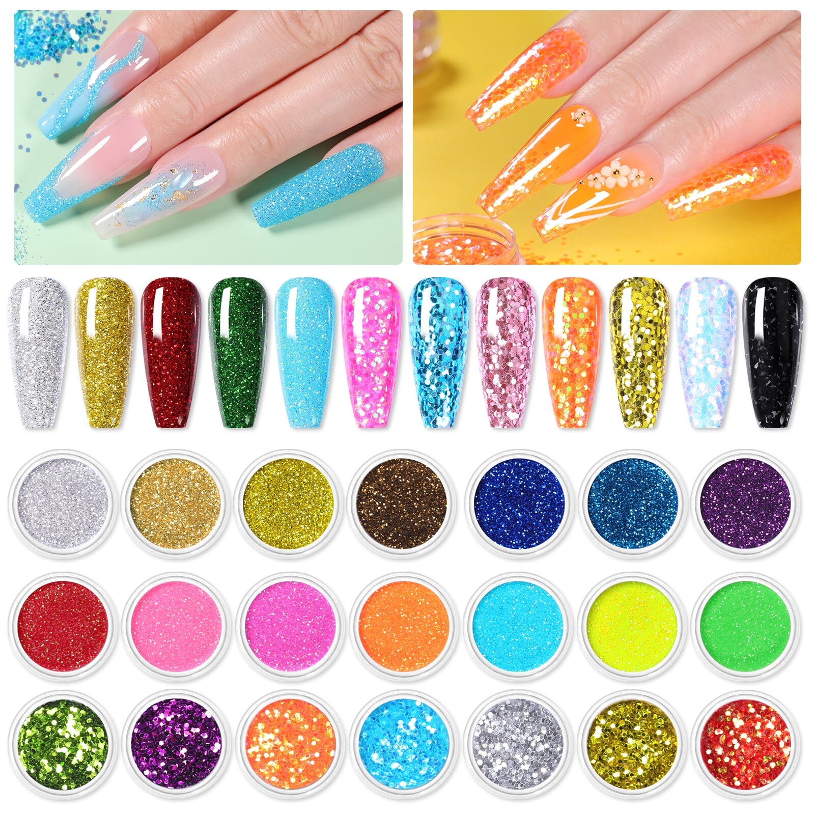 [US ONLY] 48 Colors Glitter Nail Powder Sequins Set - Image 10