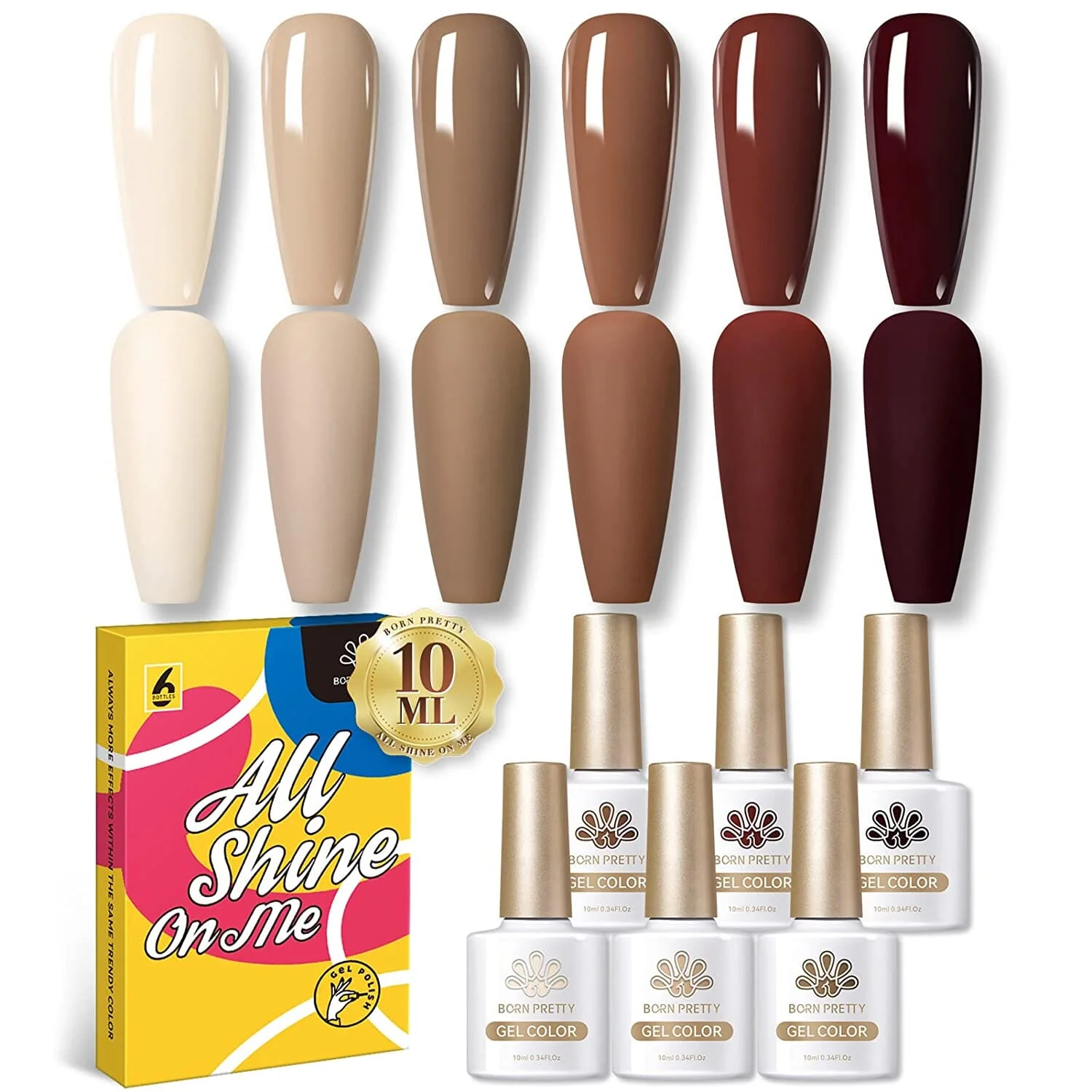 [US ONLY] 6 Colors Nude Brown Gel Polish Set