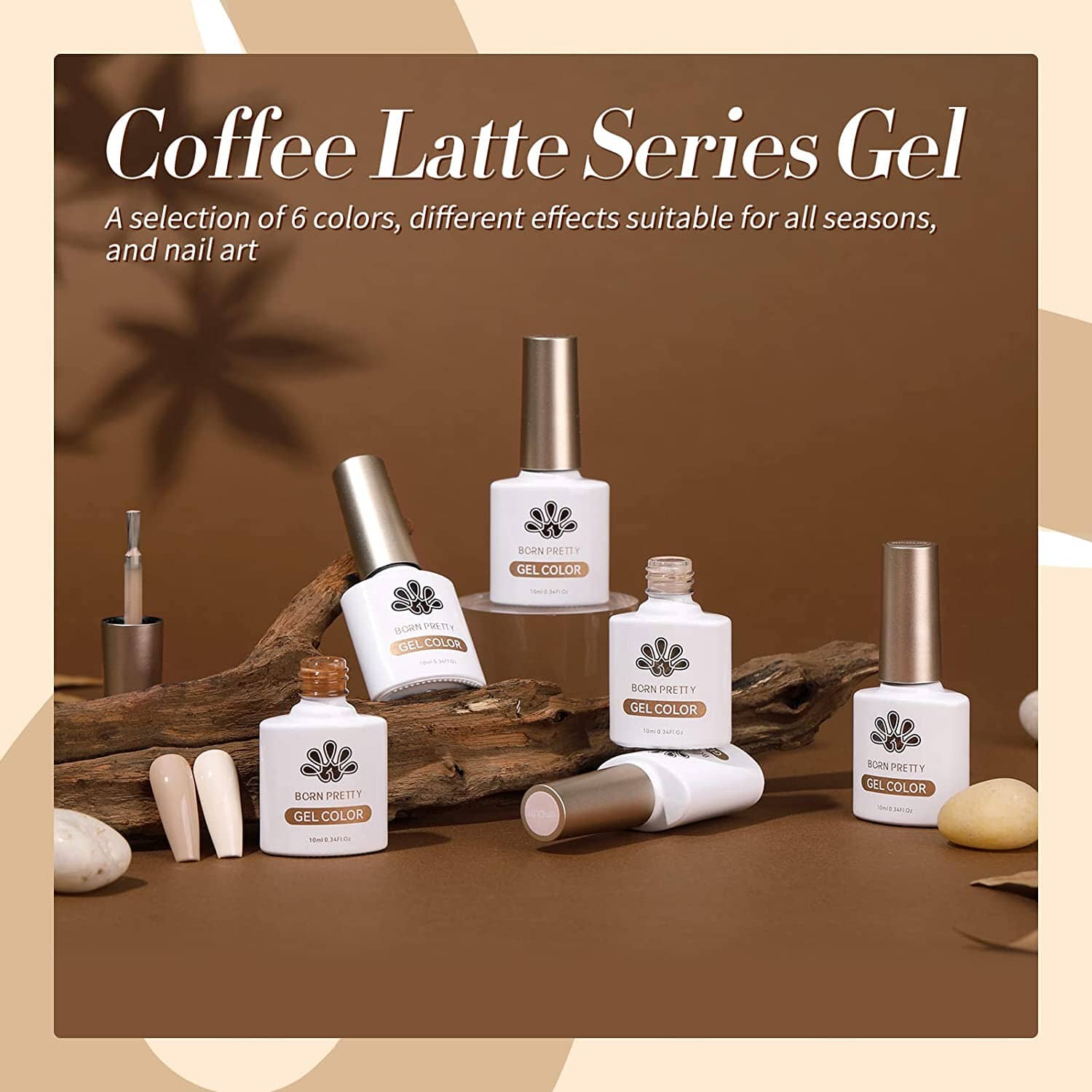 [US ONLY] 6 Colors Nude Brown Gel Polish Set - Image 7
