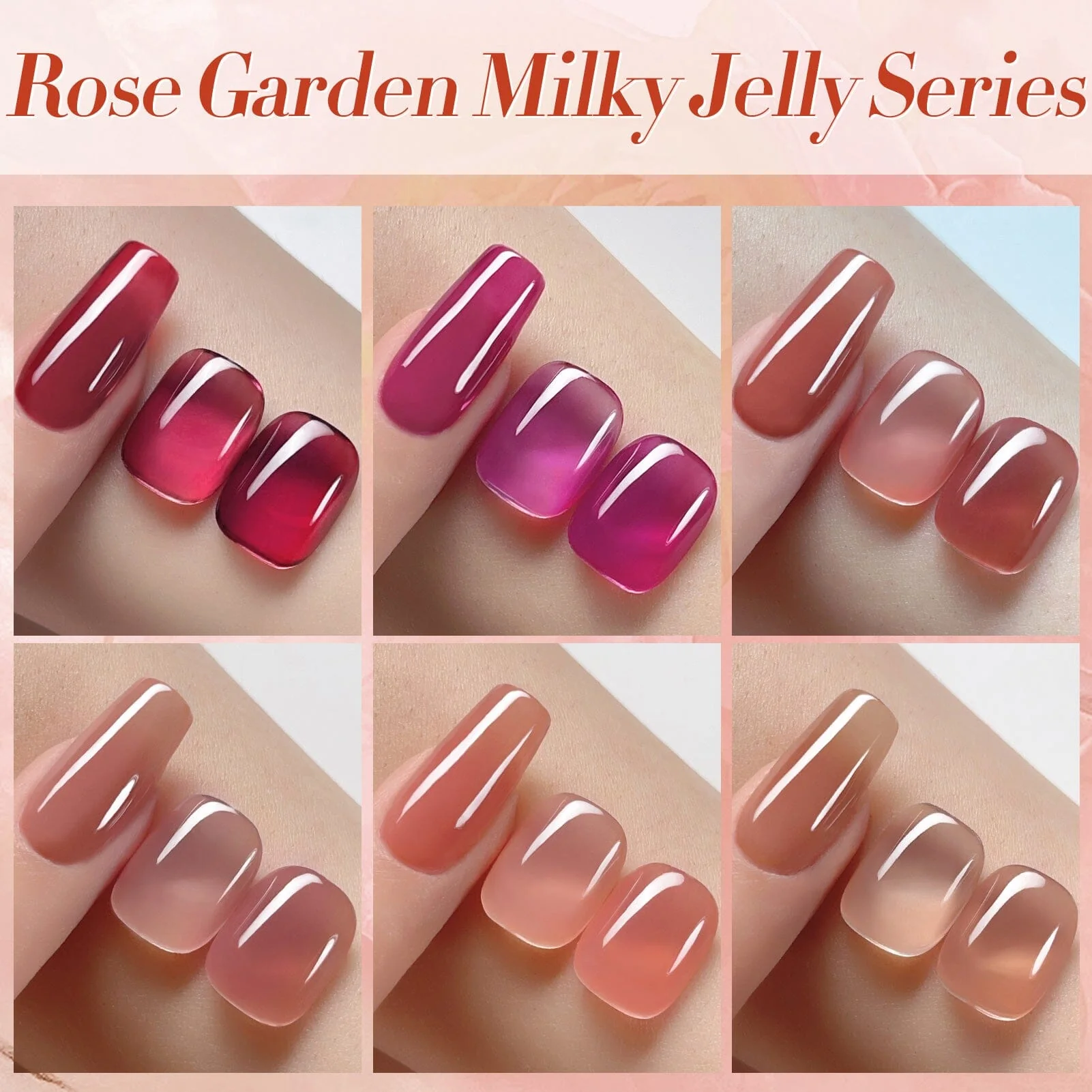[US ONLY] 6 Colors Rose Garden Milky Jelly Gel Polish Set 7ml - Image 7