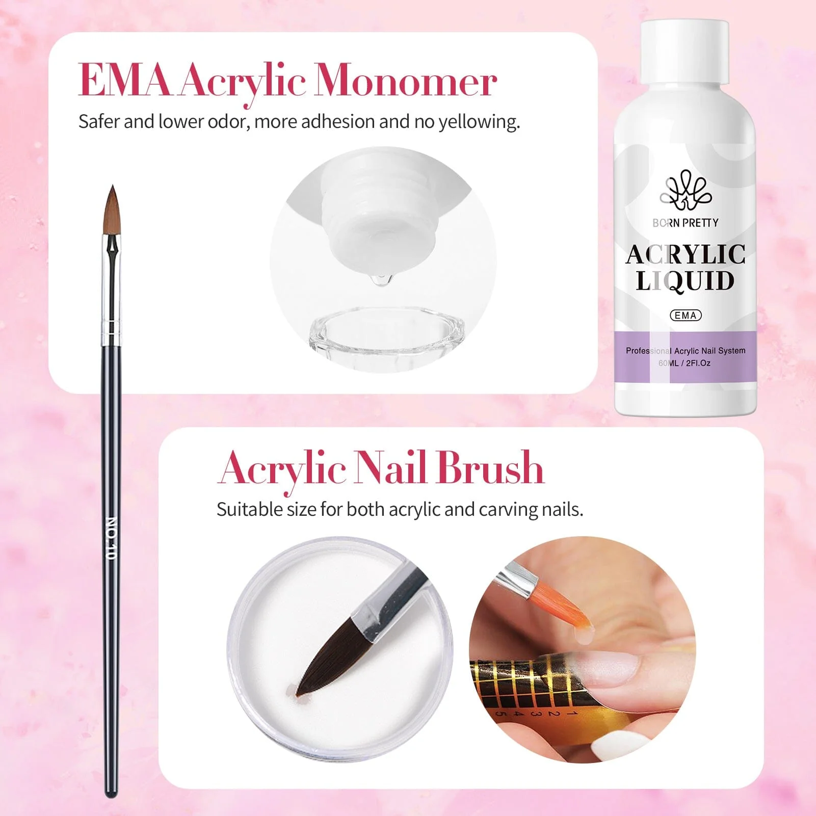 3 Colors Acrylic Powder Kit Clear White Pink 10g - Image 7