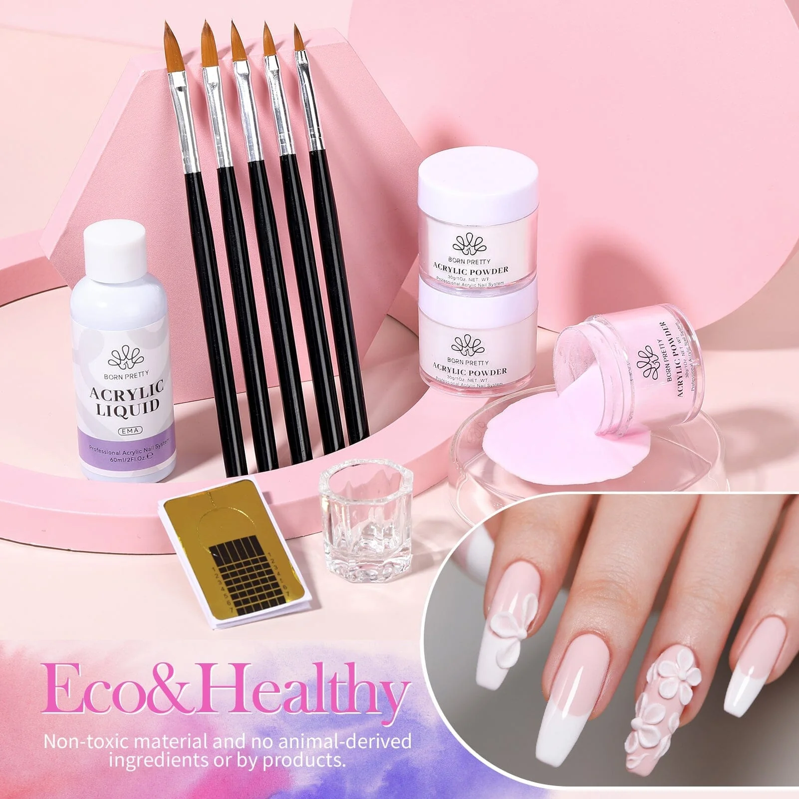[US ONLY] Acrylic Nail Kit 3 Colors White Pink Clear 30g - Image 2
