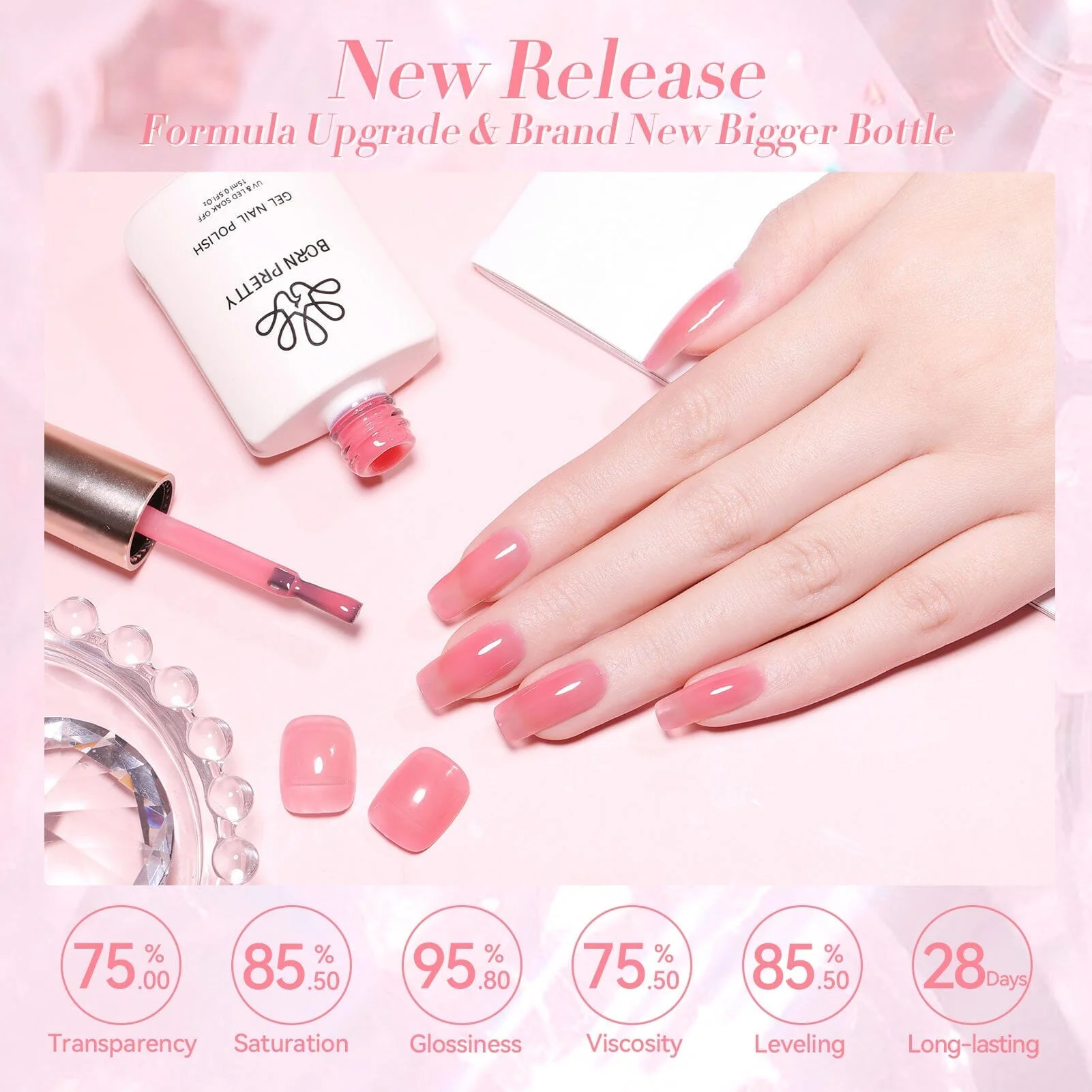 [US ONLY] Pink Milky Jelly Gel Polish #06 15ml - Image 3