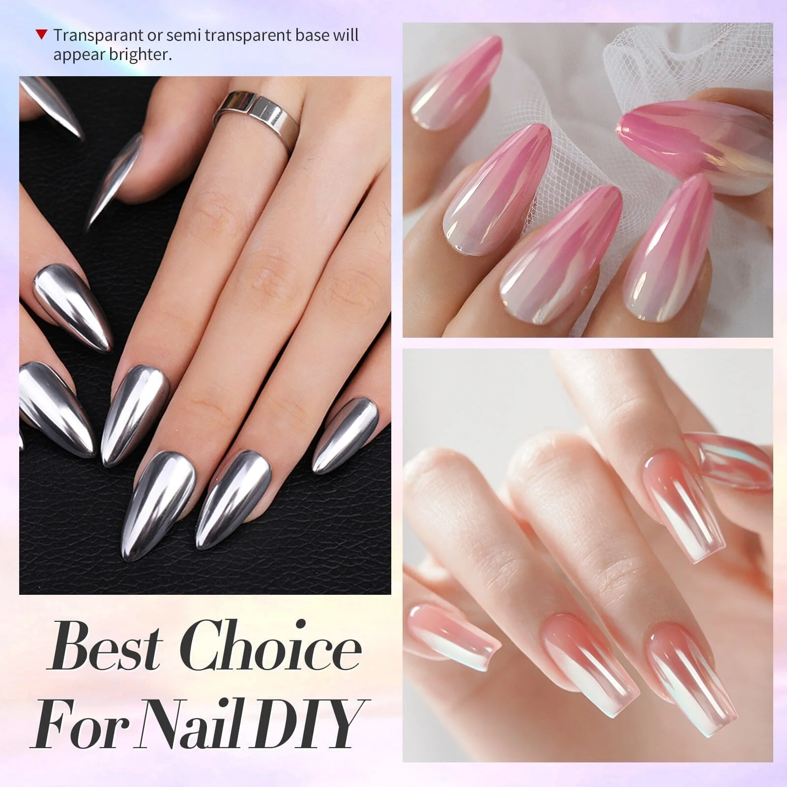 [US ONLY] Silver Metallic Chrome Pearl Nail Powder - Image 3