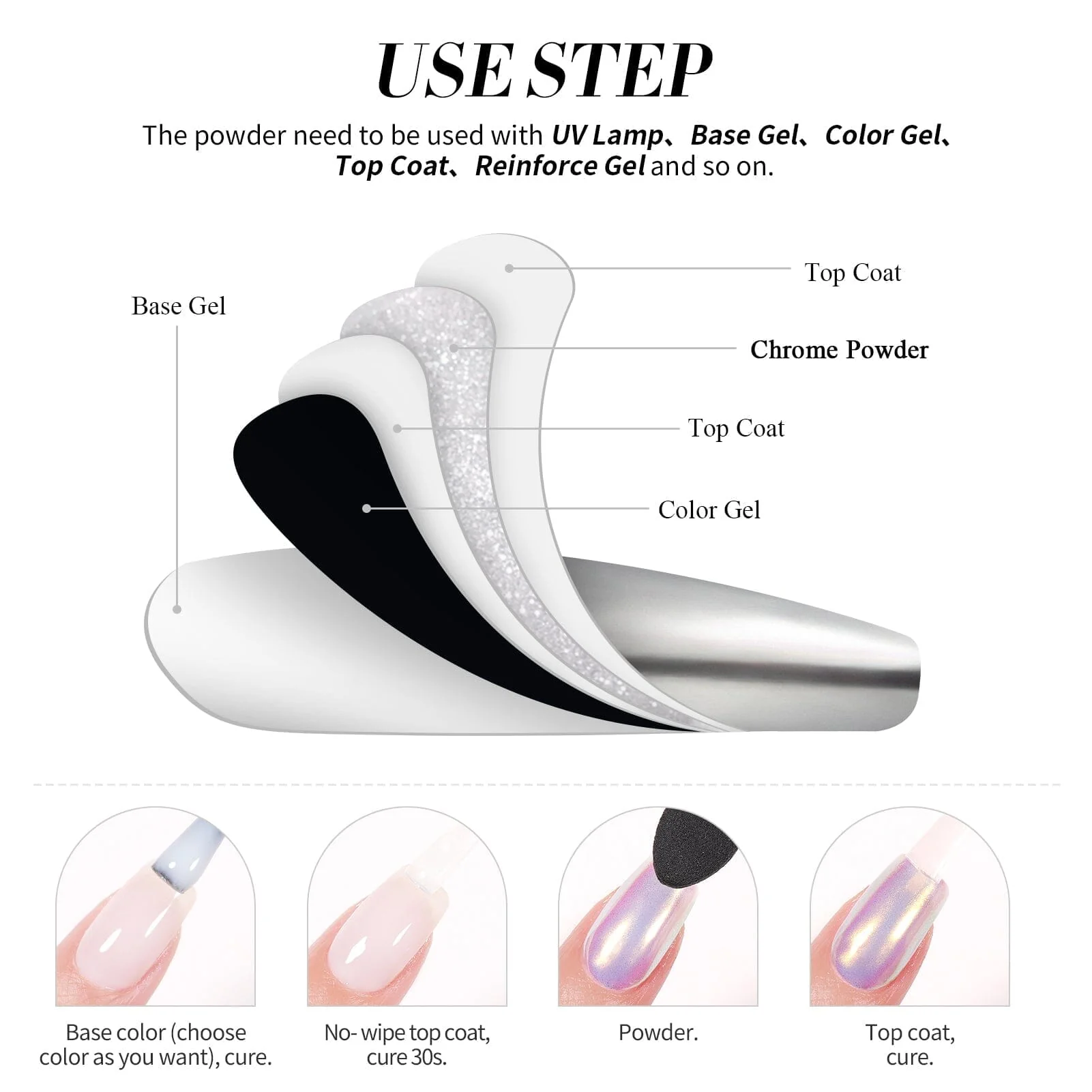 [US ONLY] Silver Metallic Chrome Pearl Nail Powder - Image 9