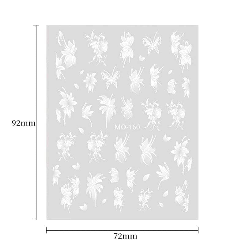 White Flowers Painted 3D Nail Stickers MO159 - Image 4