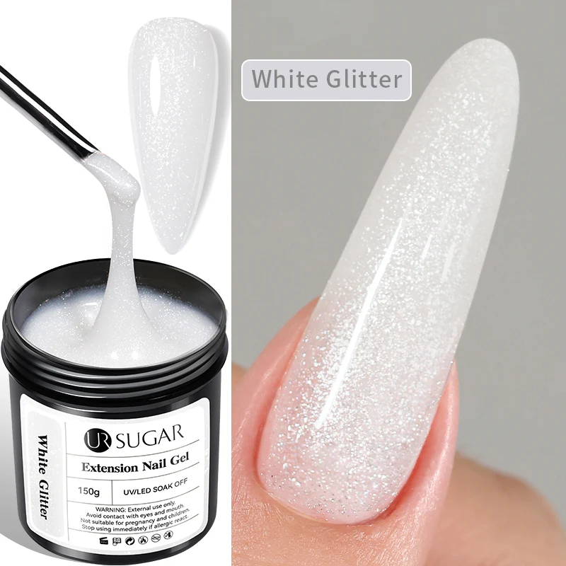 White Glitter Extension Nail Gel 150g - Image 2