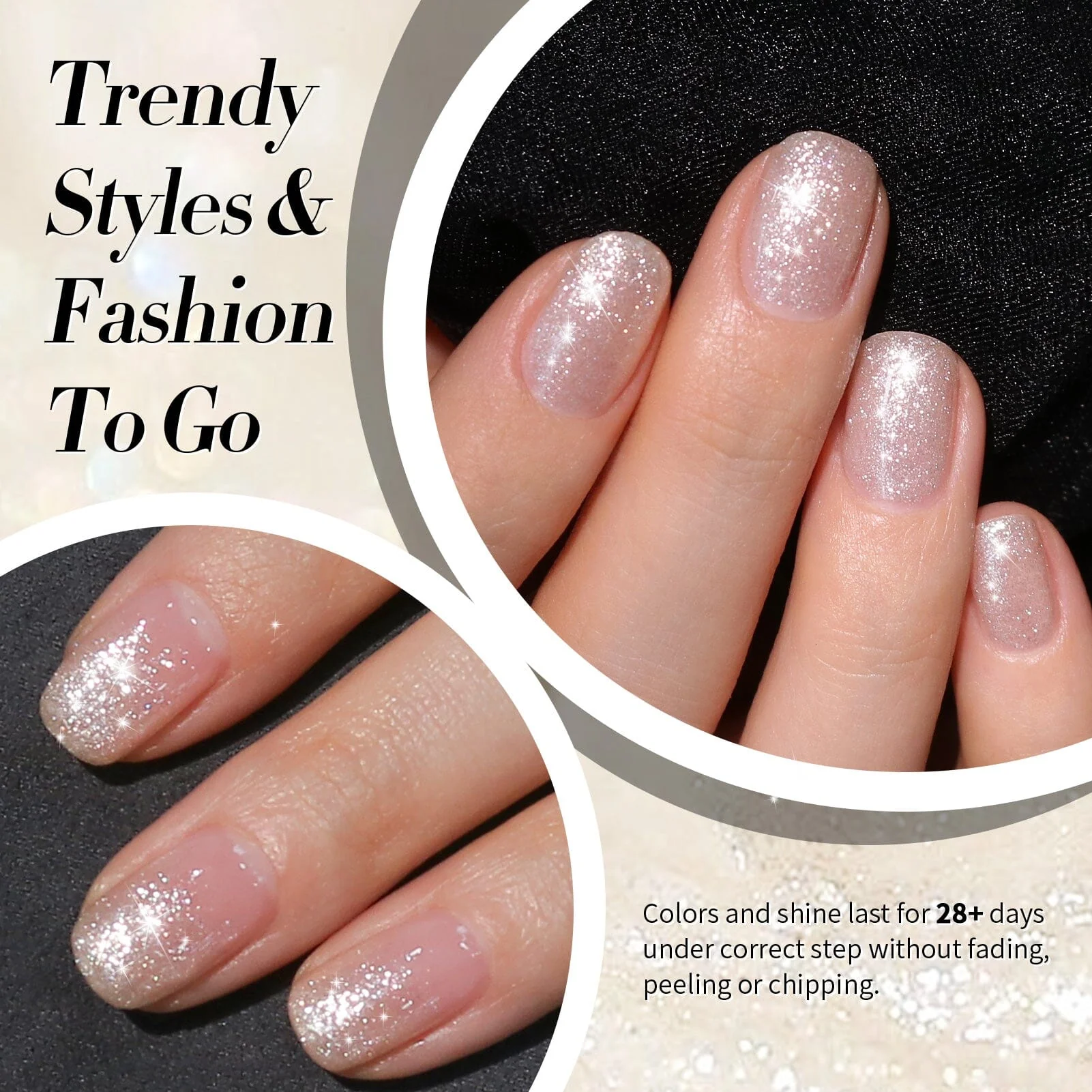 White-shimmer Glitter Gel Polish 15ml - Image 4