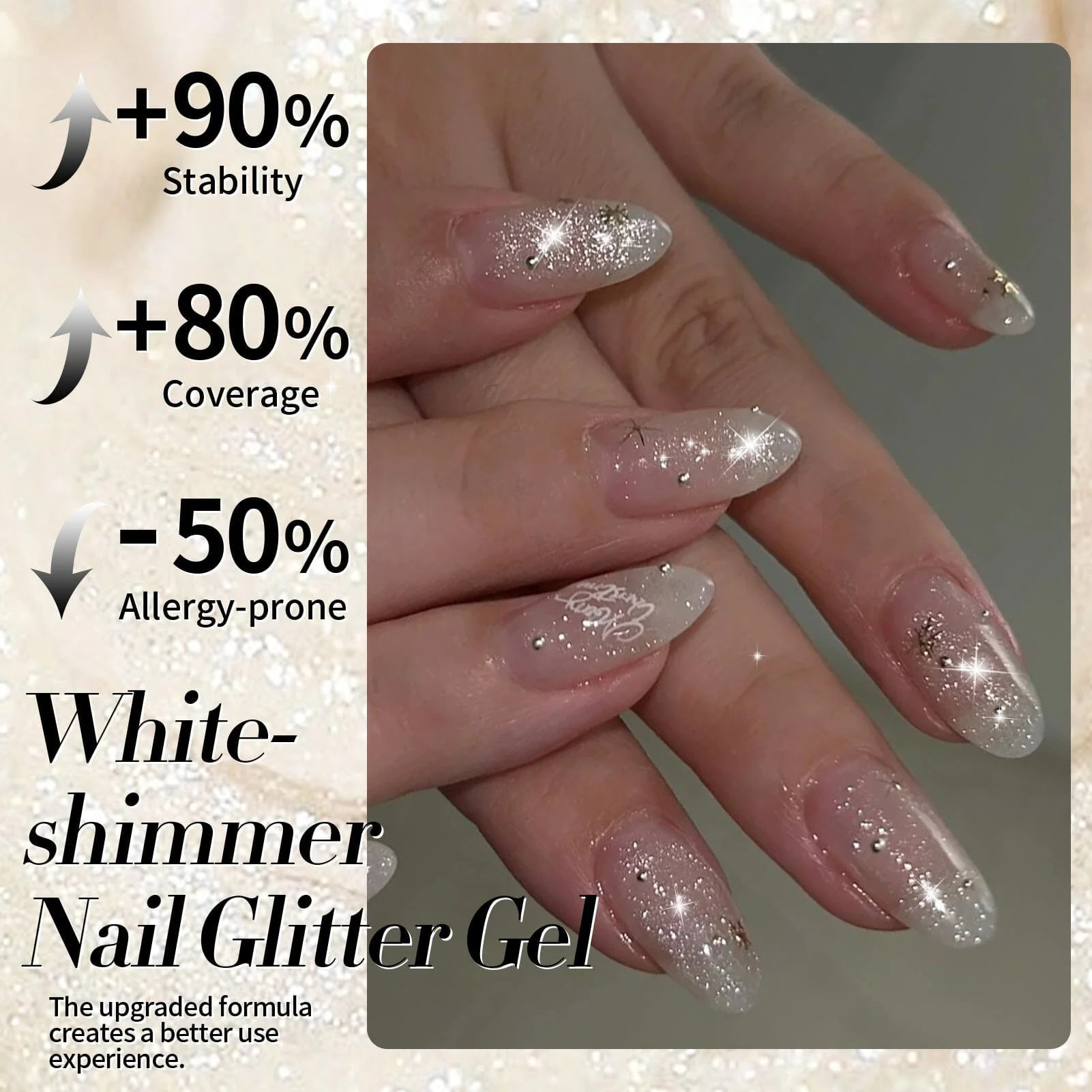 White-shimmer Glitter Gel Polish 15ml - Image 6